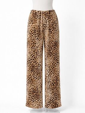 Zara Leopard-Print Wide Leg Pants in Tan and Black